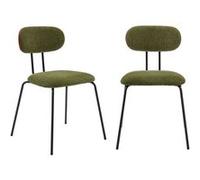 sweeek - 2 chaises décor Bois courbé teinté Noyer et Tissu déperlant Kaki. Pieds métal Noir Mat - L 45 x P 55 x H 80cm - Erin