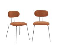 sweeek - 2 chaises décor Bois courbé teinté Noyer et Tissu déperlant Terracotta. Pieds métal chromé - L 45 x P 55 x H 80cm - Erin