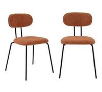 sweeek | 2 chaises décor bois courbé teinté noyer et tissu déperlant terracotta pieds métal noir mat - L 45 x P 55 x H 80cm - Erin G