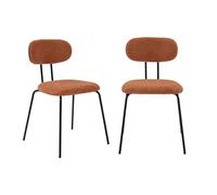 sweeek - 2 chaises décor Bois courbé teinté Noyer et Tissu déperlant Terracotta. Pieds métal Noir Mat - L 45 x P 55 x H 80cm - Erin