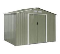 sweeek | Abri de jardin en métal - FERRAIN 529m² vert et blanc - Cabane à outils avec deux grandes portes coulissantes kit de fixation sol inclus maison de rangement remise Vert et blanc G