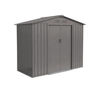 sweeek - Abri de Jardin en métal - Houtland. 2.71 m² Beige - Cabane à Outils avec Double Portes coulissantes. kit de Fixation Sol Inclus. L 213 x P 131 x H 185cm