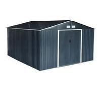 Abri de jardin en métal - Slack - 1299 m² anthracite - Deux portes coulissantes kit de fixation sol inclus L 341 x 386 x 211cm