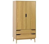 sweeek - Armoire Dressing Vintage Effet frêne 2 Portes. 2 tiroirs. 1 Tringle