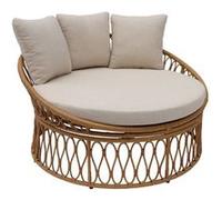 sweeek - Bain de Soleil. lit de Jour. Lounge extérieur Rond Acier et Imitation rotin Naturel et Beige 2 Places