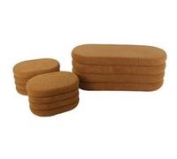 Banc coffre en bouclettes rouille avec 2 poufs ovales de rangement intégrés - L111cm