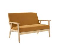 sweeek - Banquette canapé 2 Places en Bois et Tissu Velours côtelé Coloris Moutarde. Isak. L 114 x P 69.5 x H 73cm