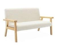 Banquette canapé enfant en bois et tissu bouclette Isak L 84 x P 435 x H 50cm Blanc