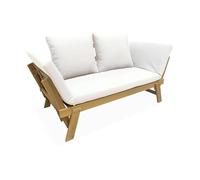 sweeek - Banquette de Jardin Beige 2/3 Places JALANCE. accoudoirs modulables 155/200x72x74.5cm