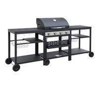 Barbecue 4 brûleurs cuisine d'extérieure DANGLARS Acier noir L 2235 x P 605 x H 142 cm