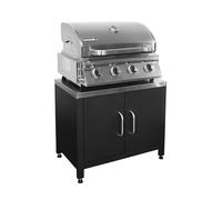 sweeek - Barbecue à gaz avec 4 brûleurs à Poser avec récupérateur de Graisse + Meuble de Cuisine extérieure en Acier L80cm