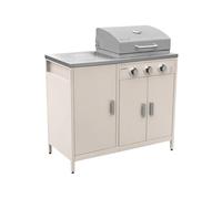 sweeek - Barbecue gaz 3 brûleurs. beige. 3 portes et 2 espaces de rangement