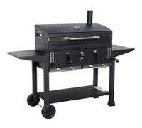 sweeek | Barbecue Grill charbon de bois - Bernard XL Noir - Avec récupérateur de cendres aérateurs bac charbon ajustable et tablettes rabattables L 160 x P 1075 x H 141cm Noir G