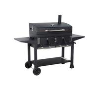 sweeek - Barbecue Grill charbon de bois - Bernard XL Noir - Avec récupérateur de cendres. aérateurs. bac charbon ajustable et tablettes rabattables. L 160 x P 107.5 x H 141cm