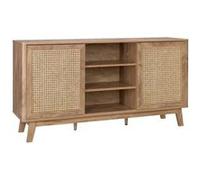 Buffet décor bois et cannage 2 portes coulissantes 150cm Mani
