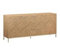 sweeek | Buffet de rangement Budapest deux portes deux étagères trois tiroirs buffet bas L160 x l 40 x H 75cm Naturel G