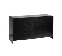 sweeek - Buffet de Rangement. Buffet Bas. 2 tiroirs 4 Portes Effet Bois Noir Arrondi