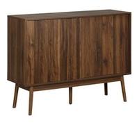 Alice's Home - Buffet de Rangement décor Bois de Noyer. 2 Portes coulissantes. Buffet Haut. vaisselier. L 115 x l 39.5 x H 90cm - Linear