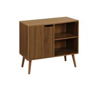 sweeek - Buffet de Rangement Effet Bois de Noyer 1 Porte. 2 étagères. Buffet Bas. 80cm