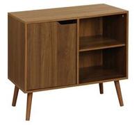 sweeek Buffet de rangement effet bois de noyer 1 porte 2 étagères buffet bas 80cm Noyer
