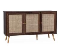 Alice's Home - Buffet de Rangement en cannage 120x39x70cm - Bohème - 2 Niveaux. 3 Portes. Pieds scandinaves. Buffet Bas