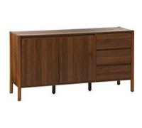 sweeek | Buffet décor bois 2 portes 3 tiroirs 150cm noyer - 150 x 42 x 785 cm - Harmony G