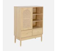 swe uffet décor Bois et cannage 1 Porte 2 tiroirs Teinte Naturelle - 75 x 35 x 100 cm - Judith