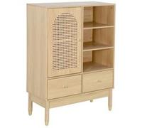 sweeek | Buffet décor bois et cannage 1 porte 2 tiroirs teinte naturelle - 75 x 35 x 100 cm - Judith G