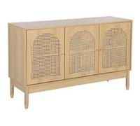 sweeek | Buffet décor bois et cannage 3 portes teinte naturelle 120 x 40 x 75 cm - Judith G