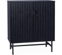sweeek Buffet effet bois à rainures noires buffet haut vaisselier deux portes et une étagère BAZALT 80cm Noir