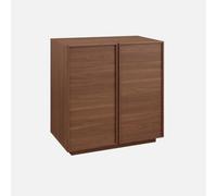 sweeek - Buffet Effet Bois Noyer 2 Portes 80 cm 4 Compartiments - L 80 x P 43 x H 85cm - Kuba