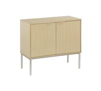Buffet effet bois rainuré et métal champagne 2 portes 80cm