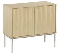 sweeek | Buffet effet bois rainuré et métal champagne 2 portes 80cm buffet bas Naturel G