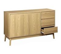 Alice's Home - Buffet en décor Bois 2 Portes et 3 tiroirs. Buffet Bas. L 120 x l 39 H 76cm - Dune