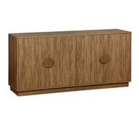 sweeek Buffet exotique 4 portes effet bois de manguier rainuré buffet bas poignées en métal doré L 160 x P 40 x H 75cm Manguier