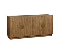 sweeek - Buffet Exotique 4 Portes. Effet Bois de manguier rainuré. Buffet Bas. poignées en métal doré. L 160 x P 40 x H 75cm