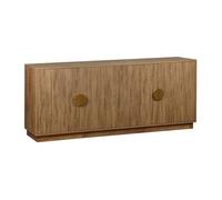 sweeek - Buffet Exotique 4 Portes. Effet Bois de manguier rainuré. Buffet Bas. poignées en métal doré. L 180 x P 40 x H 75cm