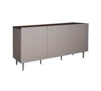 sweeek - Buffet métal et décor Bois 3 Portes 150cm Gris et Noyer - Ashton