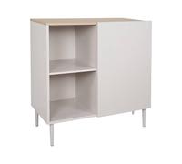 sweeek - Buffet. Meuble de Rangement métal et décor Bois 1 Porte 80cm Beige et Naturel - Ahston