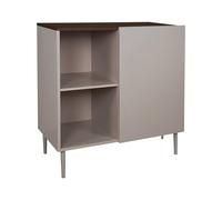 sweeek - Buffet. Meuble de Rangement métal et décor Bois 1 Porte 80cm Gris et Noyer - Ahston