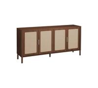 swe uffet vintage décor bois et cannage 4 portes 160cm noyer - Etta