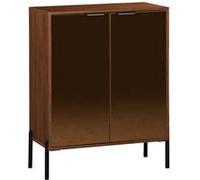 Buffet vintage effet bois de noyer buffet haut vaisselier deux portes vitrées aspect fumé L 83 x 38 x 100cm