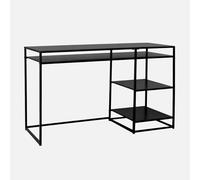sweeek - Bureau avec casiers et Deux étagères en métal Noir 120cm - Industrielle