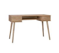 Bureau décor bois 2 tiroirs MADERE naturel. 1 casier. façade rainurées. 120 x 55 x 76.5 cm