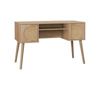 sweeek - Bureau décor Bois et cannage 2 Portes EVA Naturel 120 x 55 x 76.5 cm