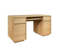 sweeek - Bureau Effet Bois Naturel 2 Portes 2 tiroirs 1 Niche 140cm - L 140 x P 55 x H 77cm - Kuba