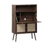 swe ureau secrétaire décor Bois et cannage 2 Portes Noyer - Boheme