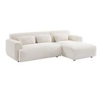 Canapé 3 places. angle droit. tissu bouclette. Wallas. L 196 x P 151 / 91 / x H 73cm