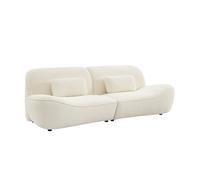 sweeek - Canapé 3 Places en Bouclette Blanche L 265 x P 114 x H 85cm - Nia