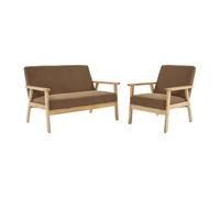 swe anapé Banquette 2 Places + Fauteuil Velours côtelé. Pieds Bois. Taupe